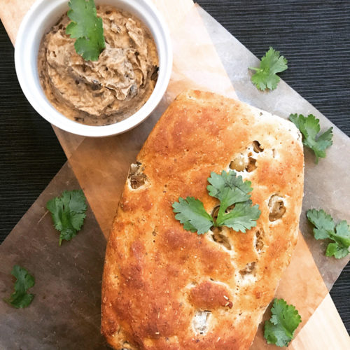 Vegan bread - Italian herbs & Olive with Babaghanoush