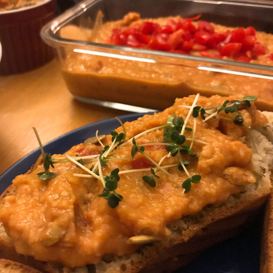 White beans spread on bread